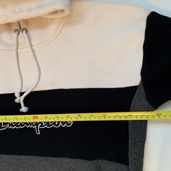 Champion Reverse Weave White/ Black/ Gray Cropped Hoodie. Size M (L) - Picture 4 of 10